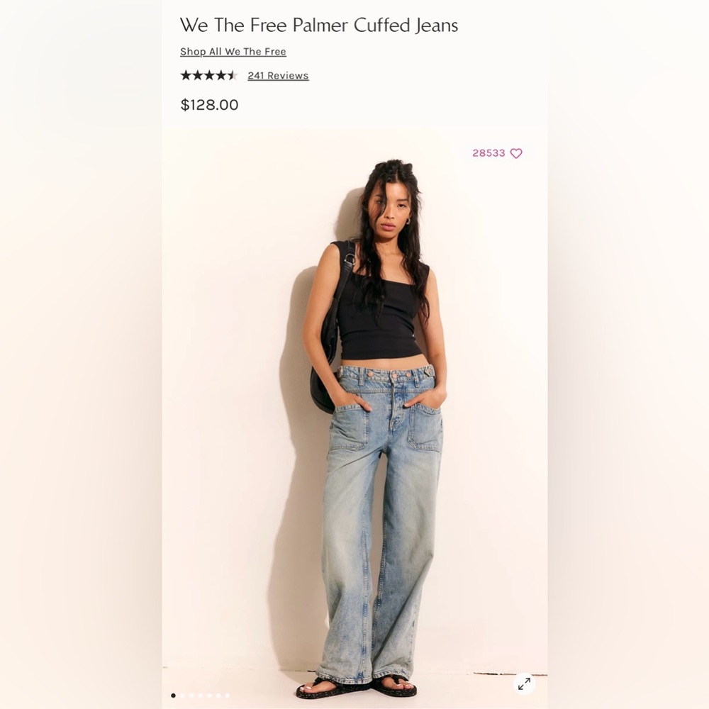 WE THE FREE PALMER CUFFED WIDE LEG BAGGY JEANS